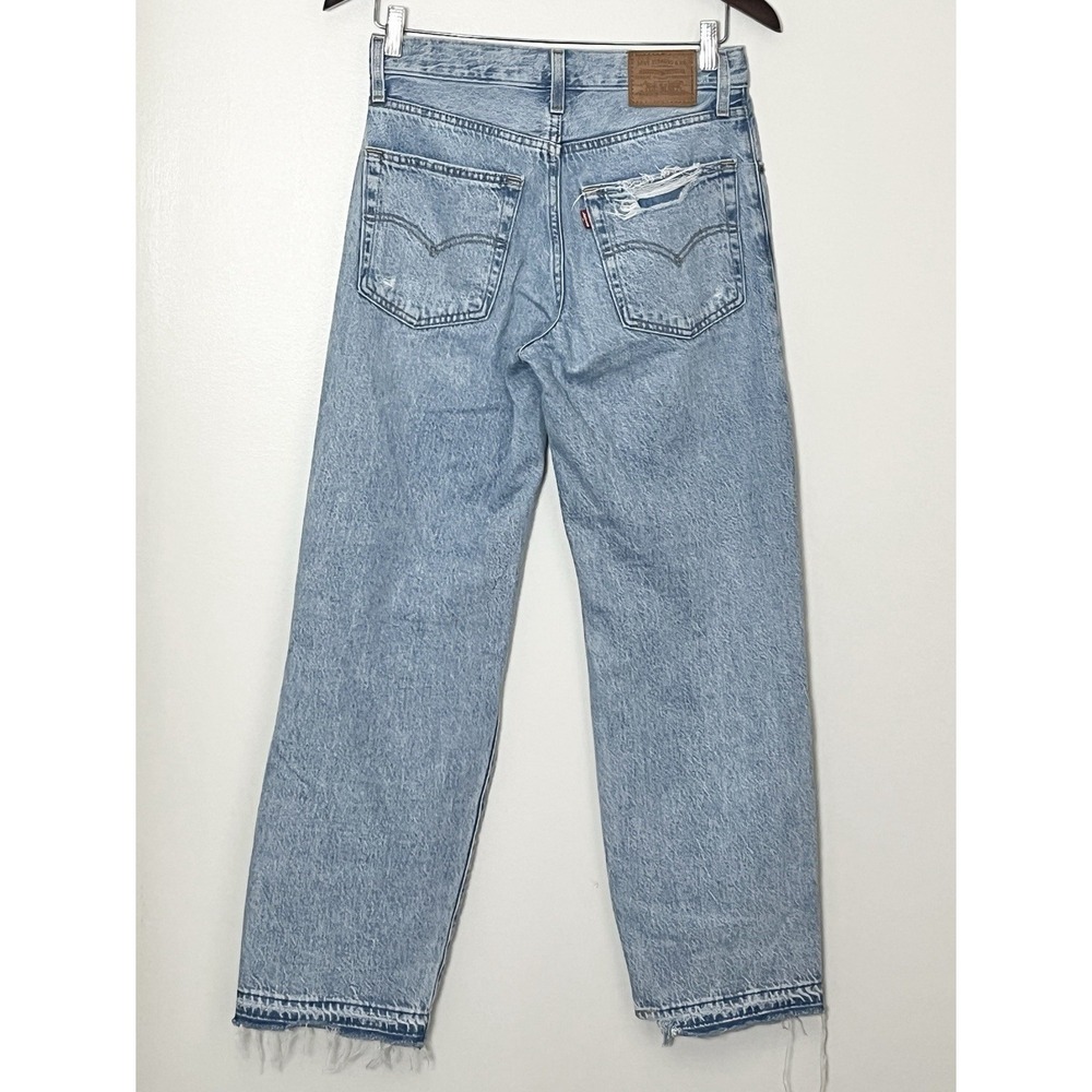 Levis Premium Jeans Womens 24x30 Blue Baggy Dad Fit Wide Leg Skater Distressed - Picture 3 of 8